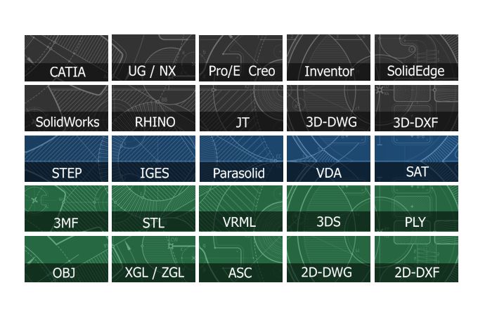 3D and 2D CAD file formats supported by the 3D tool CAD Viewer